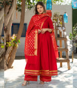 Royal Red Kurta Set With Chanderi Dupatta