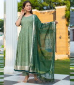 Green Motif Print Kurta Dupatta Set