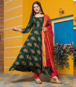 Leaf Green Gold Kurta Dupatta Set