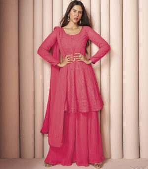 Pink Sequence Embroidered Designer Sharara Suit