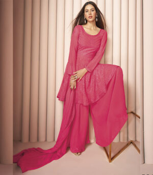 Pink Sequence Embroidered Designer Sharara Suit