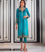 Turquoise Satin Pakistani Salwar Kameez