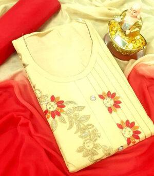 Cream Cotton Salwar Kameez
