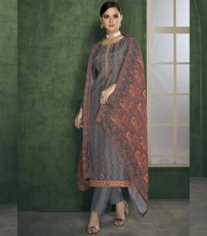 Dark Grey Georgette Party Wear Salwar Kameez