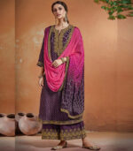 Wine Georgette Pakistani Salwar Kameez