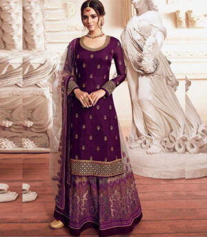 Wine Georgette Pakistani Salwar Kameez