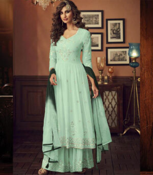 Turquoise Georgette Pakistani Salwar Kameez