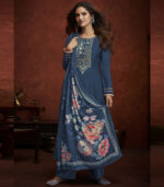 Navy Blue Viscose Pakistani Salwar Kameez