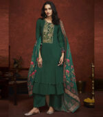 Dark Green Viscose Pakistani Salwar Kameez