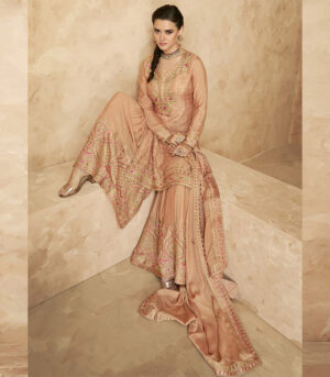 Peach Georgette Pakistani Salwar Kameez