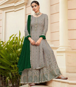 Beige Georgette Party Wear Salwar Kameez