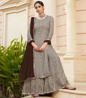 Beige Georgette Party Wear Salwar Kameez