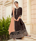 Brown Georgette Party Wear Salwar Kameez