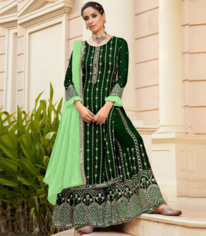 Dark Green Georgette Party Wear Salwar Kameez