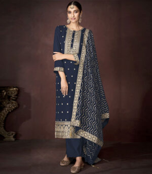 Navy Blue Georgette Party Wear Salwar Kameez