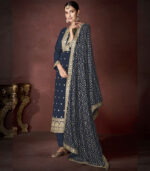 Navy Blue Georgette Party Wear Salwar Kameez