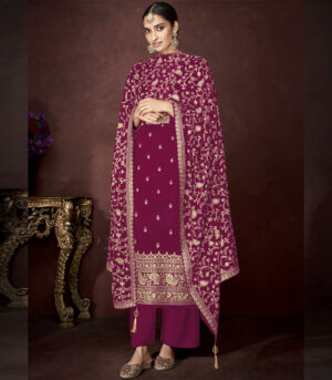 Rani Pink Georgette Party Wear Salwar Kameez