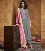 Grey Viscose Pakistani Salwar Kameez