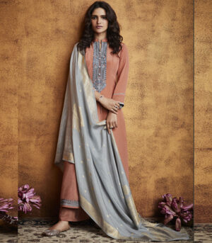 Peach Viscose Pakistani Salwar Kameez