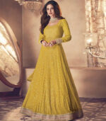 Bright Yellow Embroidered Wedding Anarkali