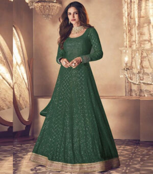 Green Embroidered Wedding Anarkali