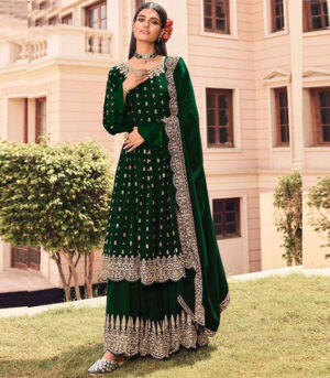 Dark Green Georgette Pakistani Salwar Kameez