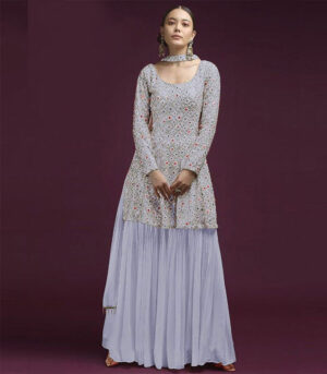 Aqua Blue Georgette Pakistani Salwar Kameez