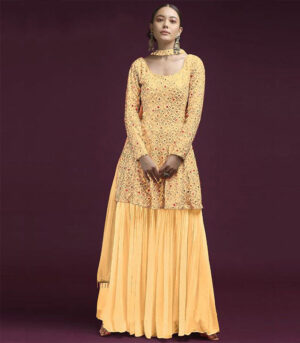 Yellow Georgette Pakistani Salwar Kameez