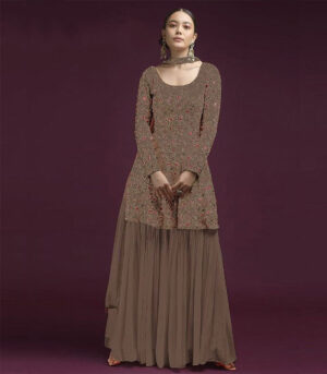 Brown Georgette Pakistani Salwar Kameez
