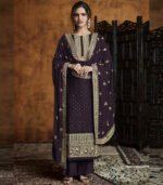 Wine Georgette Party Wear Salwar Kameez