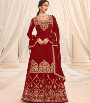 Maroon Georgette Pakistani Salwar Kameez