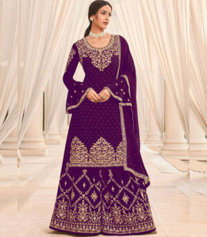 Purple Georgette Pakistani Salwar Kameez