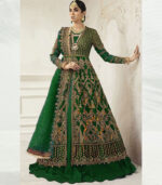 Dark Green Net Pakistani Salwar Kameez