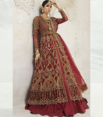 Maroon Net Pakistani Salwar Kameez