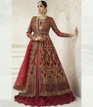 Maroon Net Pakistani Salwar Kameez