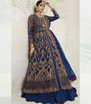 Royal Blue Net Pakistani Salwar Kameez