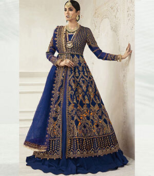 Royal Blue Net Pakistani Salwar Kameez