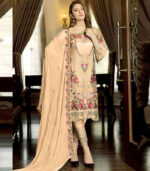 Peach Net Pakistani Salwar Kameez