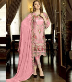 Baby Pink Net Pakistani Salwar Kameez