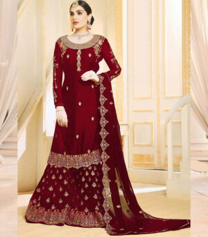 Maroon Georgette Pakistani Salwar Kameez