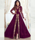 Wine Georgette Pakistani Salwar Kameez