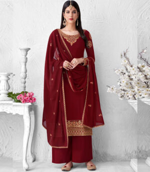 Maroon Georgette Pakistani Salwar Kameez