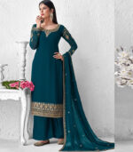 Dark Teal Georgette Pakistani Salwar Kameez