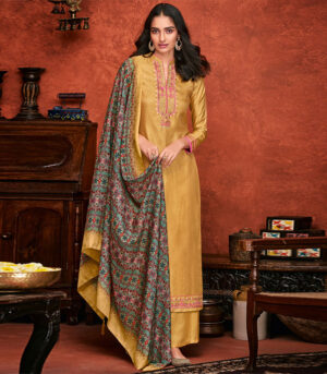 Yellow Viscose Party Wear Salwar Kameez