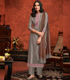 Grey Viscose Party Wear Salwar Kameez