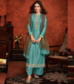 Sky Blue Viscose Party Wear Salwar Kameez