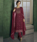 Maroon Georgette Party Wear Salwar Kameez
