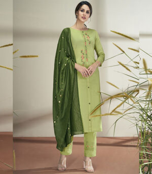 Sea Green Silk Blend Party Wear Salwar Kameez