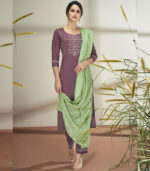 Light Purple Silk Blend Party Wear Salwar Kameez