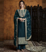 Dark Teal Georgette Party Wear Salwar Kameez